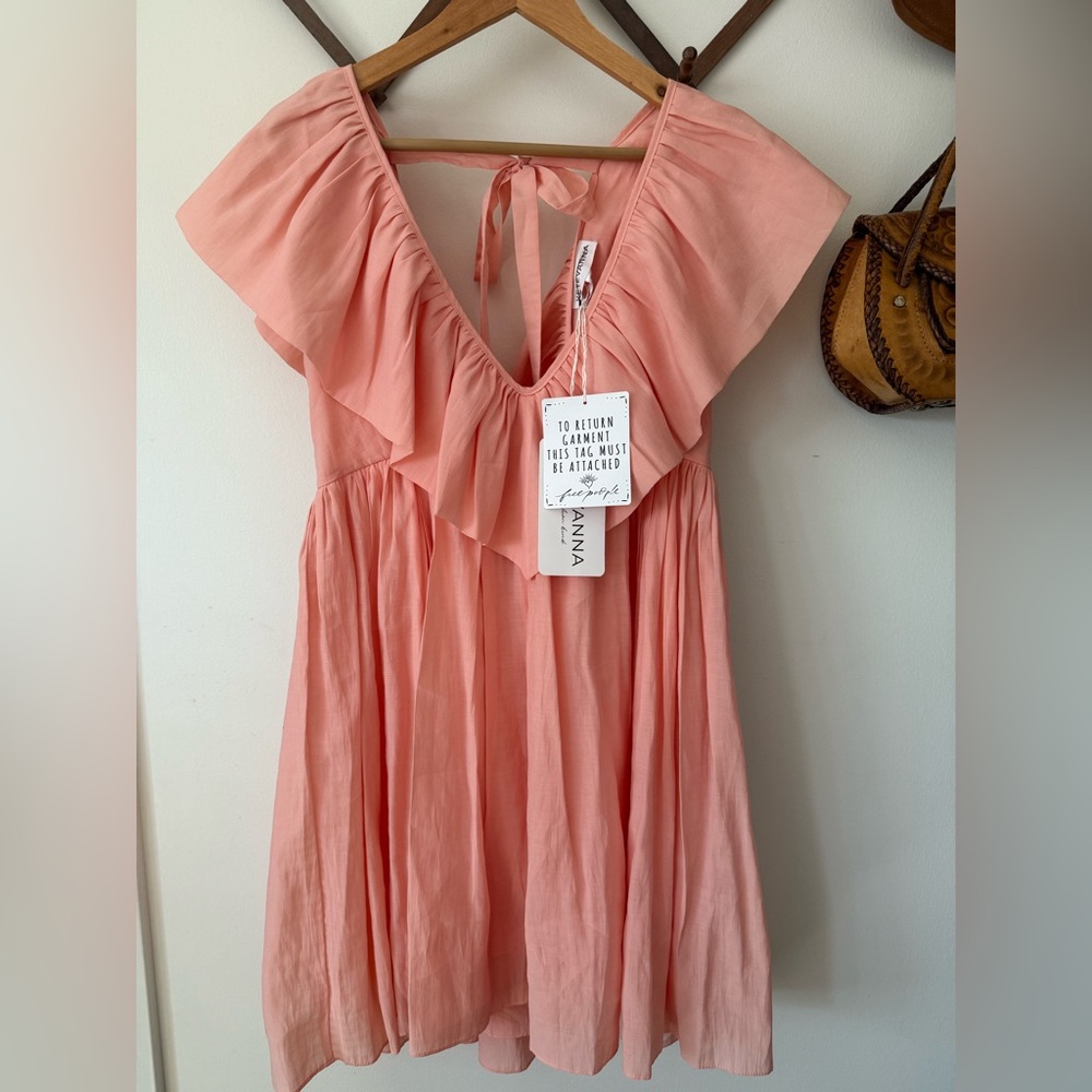 Free People Peach Ruffle Dress